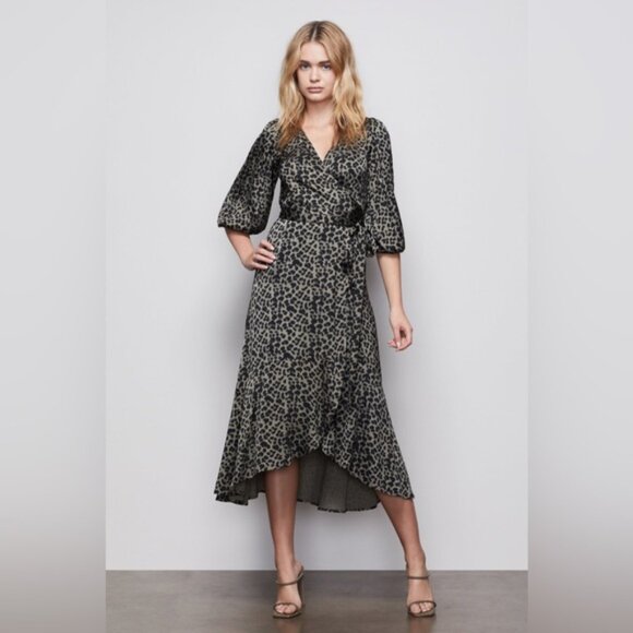 NWT GOOD AMERICAN SAGE‎ LEOPARD WRAP DRESS GDW0042 Size 1 - Picture 4 of 16